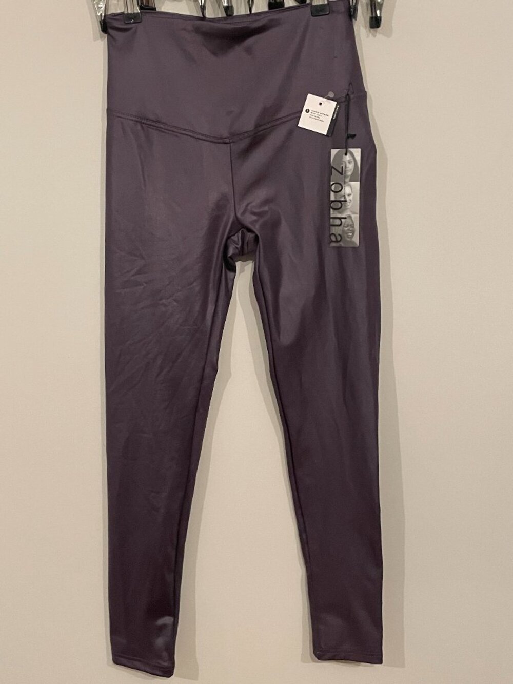 NWT Zobha High Rise Shine Leggings Purple Shimmer Yoga Pants Size M
